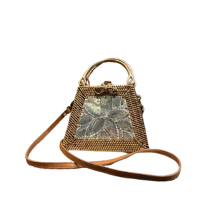 Calidad Premium auténtico Lombok tejido a mano Ketak ratán tradicional Shell motivo mimbre artesanías correa de cuero triángulo Shell bolsa - Product Image 3