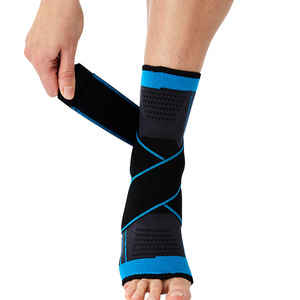 Penjepit pergelangan kaki olahraga tali, dapat diatur, perlindungan nilon rajutan lengan pergelangan kaki kompresi lari basket - Product Image 5