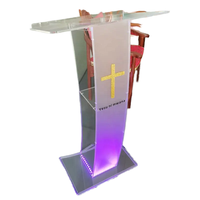 Éclairage LED transparent pour pupitre d'école en acrylique poli, plateforme, podium, chaire d'église
