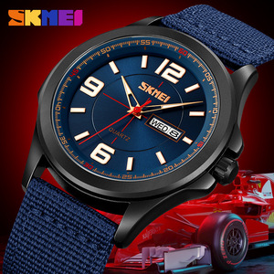 Skmei Men's Quartz Watch Black Nylon Strap Luminous Waterproof Date Week Display Diver Style Analog Wristwatch - Product Image 2