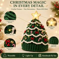Kit DIY Lumineux pour Chapeau en Peluche de Noël au Crochet – Pack de Matériaux pour Décoration Portable – Meilleure Vente