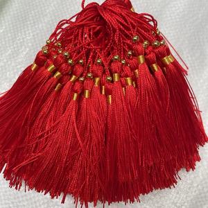 Traditional Red Polyester Tassels With Royal <b>Blue</b> <b>Beads</b> For Wedding Decorations Home Textiles - Product Image 3