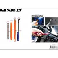 Kit de réparation de panneaux intérieurs de voiture 4 pièces avec outils de démontage manuels et étui souple, comprenant des leviers en plastique