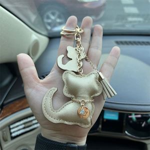 Cute Cartoon Cat Keychain PU Leather & Metal Alloy Car <b>Key</b> <b>Ring</b> Fashion Bag Pendant Silver/Gold Hanging Charm for Women & Girls - Product Image 5