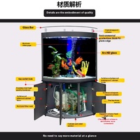 Akuarium dengan Pompa Air 2026 Akuarium Sektor Sudut Filtrasi Dasar Lampu LED Bar Kaca Ruang Tamu