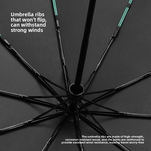 <span class=keywords><strong>Parapluie</strong></span> à crochet pliable <span class=keywords><strong>haut</strong></span> <span class=keywords><strong>de</strong></span> <span class=keywords><strong>gamme</strong></span> pour hommes et femmes boucle automatique revêtement noir Protection solaire Design moderne pour les voyages - Product Image 4