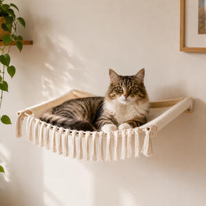 Hamac Bohème pour Chats, Décoration Murale, Étagère Flottante pour l'Intérieur - Product Image 1