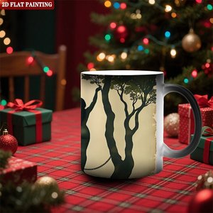 Simple Unprinted DIY Frosted Craft Mug 11oz Black <b>Ceramic</b> Heat Sensitive <b>Cup</b> - Product Image 2