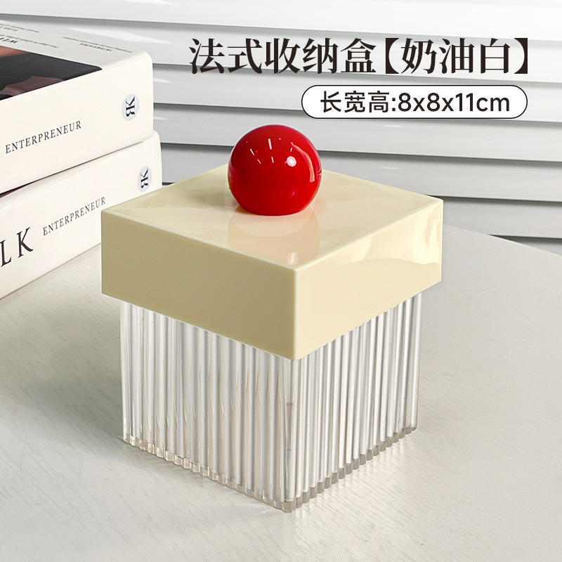 กล่องใส่สำลีก้านสีขาวครีมสไตล์ฝรั่งเศส