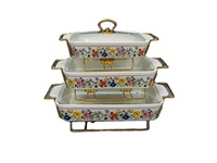 Nouvelle cocotte rectangulaire en céramique avec deux poignées, plat de cuisson, ustensile de cuisson, réchauffage doux, pour hôtel, pot à bouillon, support de pot créatif