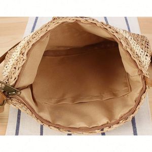 Vintage Women's Hand Woven Summer Straw Bag Mixed Color Flow Crossbody Beach Handbag for Holidays - Product Image 5