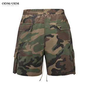 Shorts cargo camouflage pour homme, multi-poches, confortables, taille élastique, coupe ample, shorts de travail en plein air - Product Image 1