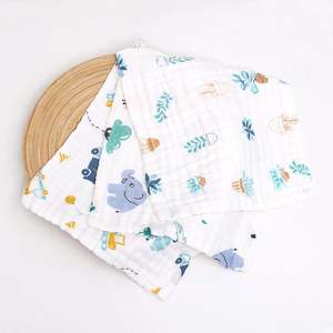 Super Absorbent Breathable Baby Towels and Blankets Washable Cotton <b>Muslin</b> <b>Squares</b> Burp Cloth with Hangng Rope - Product Image 6