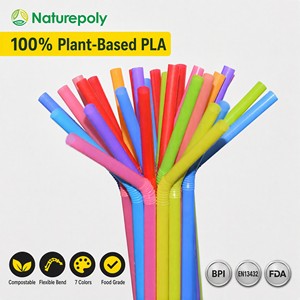 Pajitas Flexibles Compostables <span class=keywords><strong>de</strong></span> PLA, Biodegradables, Desechables, al por Mayor, para Restaurantes, Bares y Cafés - Product Image 1