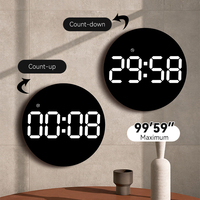 Horloge murale LED intelligente géante ronde avec affichage des points, heure, seconde, température, veilleuse, alarme, date et jour pour la décoration intérieure