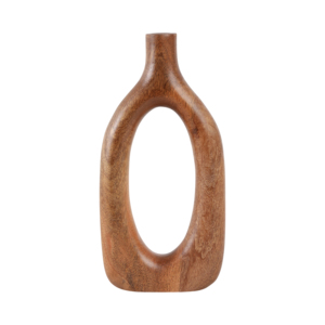 Vaso ovale aperto in legno di mango lucidato per l'arredamento di soggiorno, casa e ufficio - Product Image 1