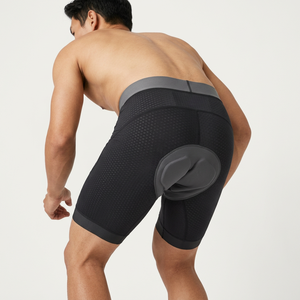 Shorts de cyclisme pour hommes avec rembourrage 3D, tissu respirant et anti-humidité, style ajusté, taille adulte - Product Image 3