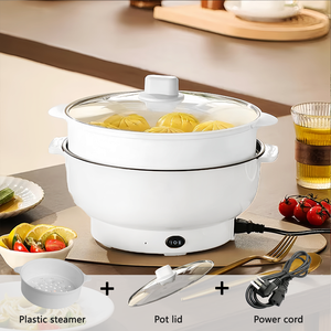 Casserole électrique épaissie et agrandie, panier vapeur multifonctionnel, couvercle en verre trempé, utilisation domestique en extérieur, revêtement antiadhésif, 4L - Product Image 2