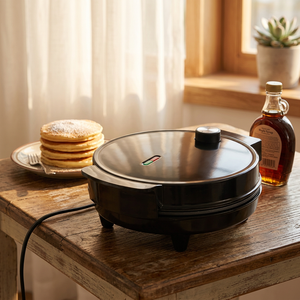Gaufrier électrique <span class=keywords><strong>belge</strong></span> 1200W, plaque de cuisson antiadhésive 20cm, thermostat réglable, protection contre <span class=keywords><strong>la</strong></span> surchauffe, voyant de prêts, usage domestique - Product Image 1