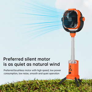 Outdoor Portable <b>Fan</b> With Oscillating Function Rechargeable Battery 12 Hours Runtime Triangular <b>Stand</b> Design Vibrant Orange - Product Image 4