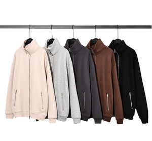 <span class=keywords><strong>Waso</strong></span> Life-Sudadera con capucha de color sólido y cuello alto de gran tamaño con doble cremallera - Product Image 1