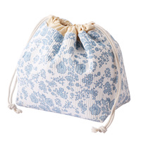 Sac de maquillage et de rangement en coton avec cordon de serrage et doublure en toile, design mignon, petit format portable, sac cadeau de voyage pour femmes et filles
