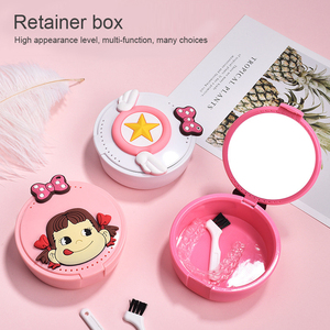 Estuche Portátil para Retenedores de Ortodoncia Invisible <span class=keywords><strong>con</strong></span> Diseño de Dibujos Animados, Caja de Plástico para Dentaduras Postizas <span class=keywords><strong>con</strong></span> Orificios de Ventilación y <span class=keywords><strong>Espejo</strong></span> - Product Image 3