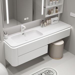 Meubles personnalisés design moderne <span class=keywords><strong>en</strong></span> bois double évier armoire de salle de bain étanche ensembles de vanités de salle de bain avec lavabo et miroir - Product Image 4