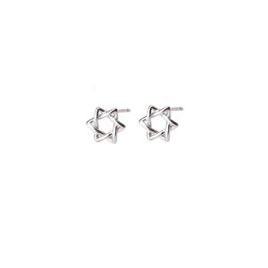 Fijne Sieraden Oorbellen 18K Verguld Joods Goud David Zes Sterren Stud Oorbellen Gedraaid Holle Zeshoekige 925 Sterling Zilver