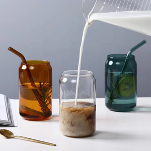 Vasos de Vidrio de Borosilicato con Descuento, <span class=keywords><strong>Precio</strong></span> Directo de Fábrica, para Bebidas, <span class=keywords><strong>Agua</strong></span>, Cola, Cerveza, con Tapa de Bambú y Pajita - Product Image 6
