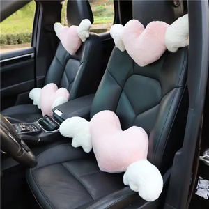 Coussin de nuque en peluche universel en forme de cœur <span class=keywords><strong>et</strong></span> coussin de soutien lombaire pour dossier de siège de voiture - Product Image 3