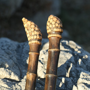Handmade Purple Bamboo Walking Stick With Rubber Tip For Hiking And Senior Use As Personal Gift - Product Image 4