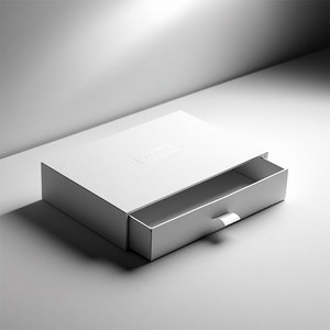 Nhỏ màu xanh trắng hộp đồ trang sức tùy chỉnh <span class=keywords><strong>Fancy</strong></span> sang trọng giấy cứng nhắc Ngăn kéo trượt Hộp Quà Tặng thực phẩm đóng gói kéo ra tay áo hộp với logo - Product Image 2