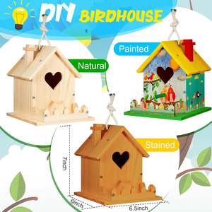 Kit de nichoir à oiseaux en bois en forme de cœur, 2 pièces, bricolage, nichoir en bois à construire, maison familiale, arts, nichoir à oiseaux - Product Image 2