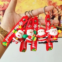Porte-clés en plastique de Noël créatif, dessin animé, Père Noël, bonhomme de neige, renne, sapin de Noël, style américain, mini cadeau