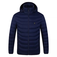Blouson d'hiver pour homme avec 9 zones chauffantes, coupe-vent en polyester, fermeture éclair sur le devant, capuche et poches avant, gilet chaud