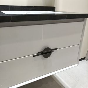 New <b>white</b> compact bathroom cabinet with side <b>mirror</b> cabinet <b>white</b> washbasin and suspended cabinet body - Product Image 4