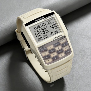 สไตล์คอมพิวเตอร์ย้อนยุคสีกากีนาฬิกาเครื่องคิดเลขแบบมัลติฟังก์ชั่นพร้อมนาฬิกาปลุกไฟ LED ส่องสว่างกลางคืนสำหรับทุกเพศ - Product Image 4