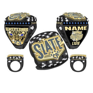 Anillos de campeonato deportivos de metal esmaltados dorados y plateados con logotipo personalizado - Product Image 2