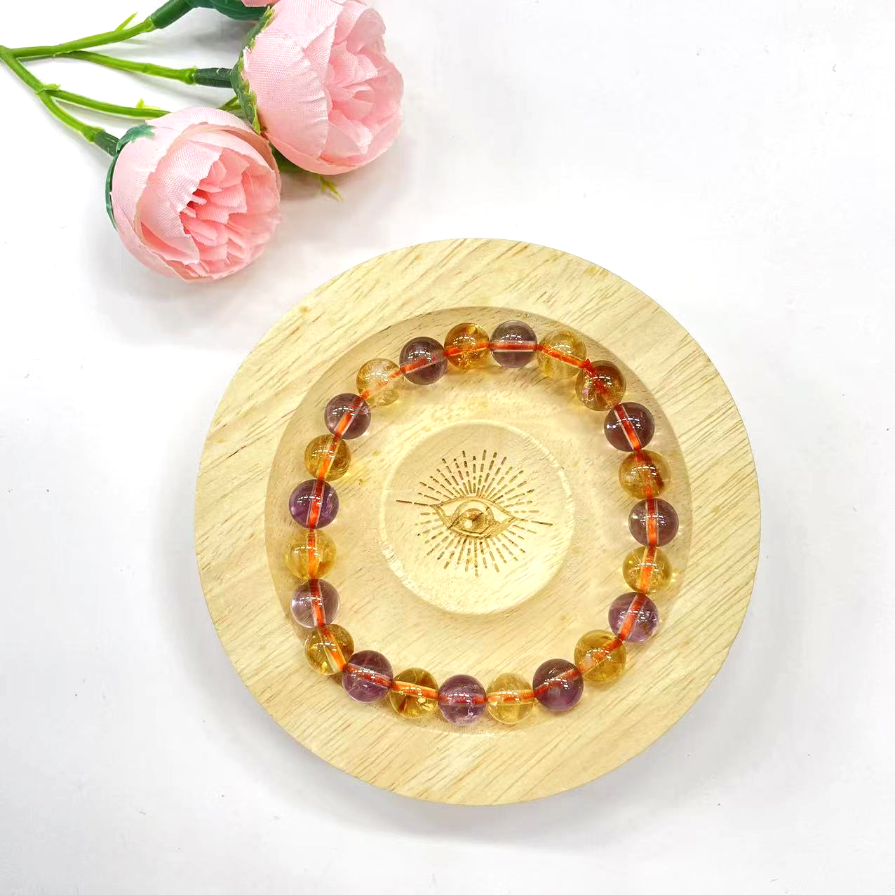 Bracciale in ametista e citrino da 8 mm