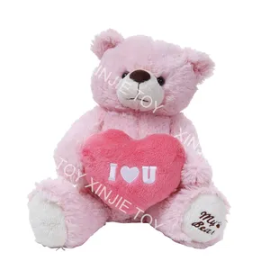 OEM ODM Customization Stuffed Teddy Bear Plush Toy With Black T-shirt And Printing Logo