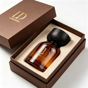 Custom Cylinder Luxury Amber Perfume <b>Spray</b> <b>Bottle</b> 30ml 100ml <b>Empty</b> Crimp 50ml Glass Perfume <b>Bottle</b> with Box and Wood Cap - Product Image 1