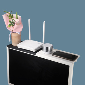 Support de rangement pour écran d'ordinateur et de télévision, support mural multifonctionnel sans perçage, blanc et noir, rectangulaire, grande taille - Product Image 4