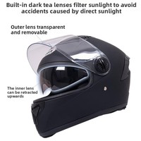 Casque de moto intégral pour homme et femme, double visière, utilisable en toutes saisons, cache-cou amovible, casque intégral