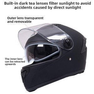 <span class=keywords><strong>Casque</strong></span> de moto intégral pour homme et femme, double visière, utilisable en toutes saisons, cache-cou <span class=keywords><strong>amovible</strong></span>, <span class=keywords><strong>casque</strong></span> intégral - Product Image 2