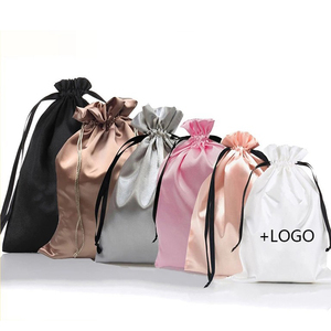 Paquetes de pelo grandes con logotipo personalizado, embalaje de pestañas, peluca, regalo, bolsa con cordón, embalaje de joyería, bolsa con cordón de satén de seda - Product Image 1
