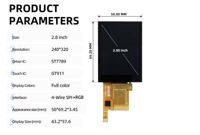 Able 2,8 Zoll 240x320 IPS SPI+RGB 40-Pin Schnittstelle ST7789 Treiber-IC GT911 Touch-IC TFT LCD Bildschirm Anzeigemodul für HMI-Geräte