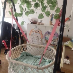 Zxm Boho Macrame Swing Basket for Baby Macrame <b>Rocking</b> Recliner <b>Crib</b> Basket Hanging Hammock - Product Image 5