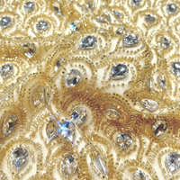 JFB-281 Nouveau tissu en dentelle florale 3D brodé de perles et de pierres thermocollantes pour robes de mariée ou de enfants, tissus africains
