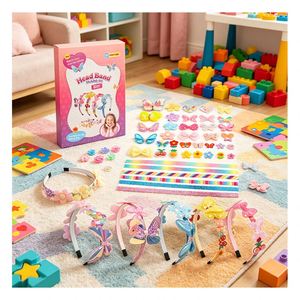 ชุดวัสดุทำที่คาดผมเด็ก ผ้าริบบิ้นลายผีเสื้อ ตาข่ายประดับ ชาร์ม คริสตัล งานฝีมือทำมือ ของขวัญวันเกิด ชุดของเล่น - Product Image 3